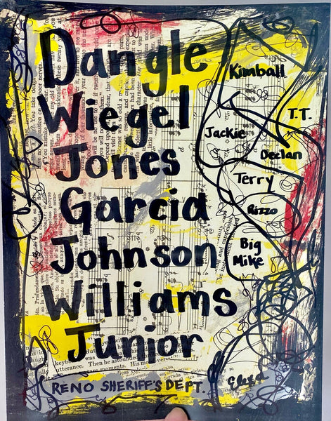 RENO 911 "Dangle Wiegel Jones Garcia Johnson Williams Junior" - CANVAS